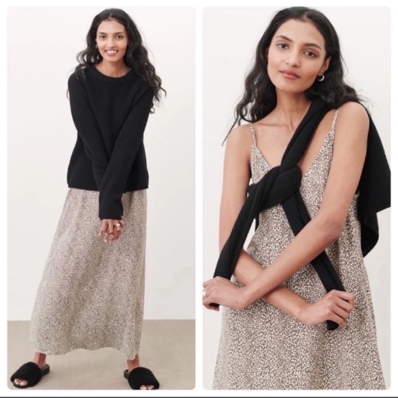 Jenni Kayne Leopard Slip Dress Midi Black Tan Size Extra Small XS - Picture 6 of 6